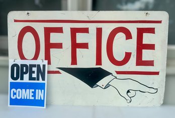 Open Come In Sign And Unique Vintage Office Sign