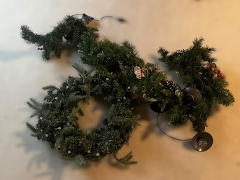 Christmas Wreath And Light Up Garland