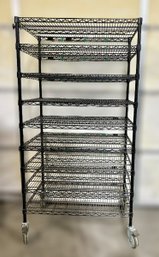 Black 70 Inch Rolling Wire Storage Shelving Unit W/ 9 Shelves