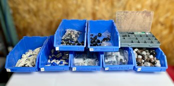 Assortment Of Thumbscrews, Pneumatic Fittings, Speaker Mounts, Stereo Phone Plugs, Connectors, & More