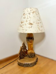 Stunning Rustic Real Carved Log Table Lamp