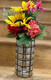 Beautiful Faux Flowers In A Glass Vase