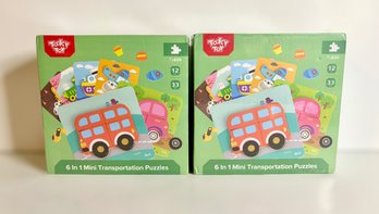 Tooky Toy 6-in-1 Mini Transportation Puzzles Suitable For 12 Months & Older - Lot Of 2