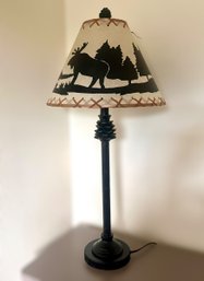 Rustic Moose Scenic Landscape Lamp