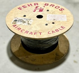 Fehr Bros 2000 Ft Galvanized Aircraft Cable 19x7 Black Wire Rope W/ Wooden Cable Reel - 1 Of 2