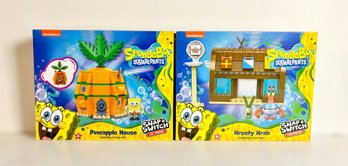 SpongeBob SquarePants Snap & Switch Construction Sets W/ Pineapple House & Krusty Krab - Lot Of 2