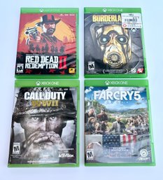 Assortment Of Xbox 1 Games W/ Red Dead Redemption 2, COD WW2, Farcry 5, & Borderlands Handsome Collection