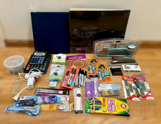 Large Assortment Of Office Supplies (Includes Plastic Tote)