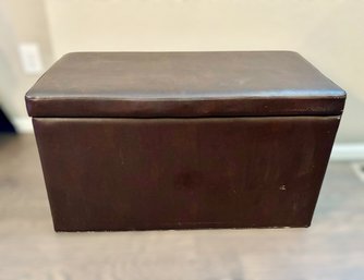 Brown Faux Leather Storage Bench