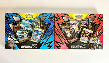 Set Of Red & Blue Pokemon Trading Card Games: Rapid Strike Urshifu V Boxes - Lot Of 2