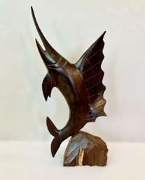 Wooden Hand Crafted Marlin Statue