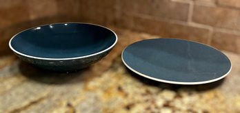 Blue Colorstone Sasaki Platter And Salad Serving Bowl