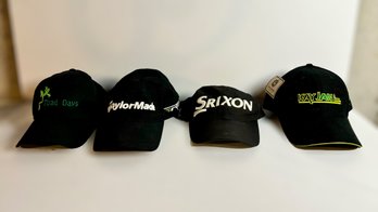 Collection Of Black Baseball Caps W/ Toad Days, Srixon, Kay Jan Inc., & Taylor Made - Lot Of 4