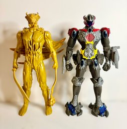 Impressive 17 Inch Tall Power Rangers Megazord & Goldar Plastic Figures