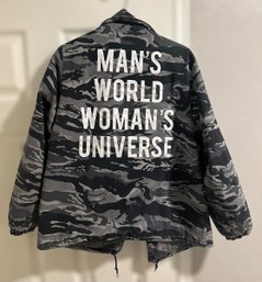 Black Scale Camo Cotton Graphic Coat - Size W Large