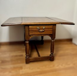 Beautiful Wood Mersman Drop Leaf End Table W/ Storage (Does Not Include Items In Drawer)