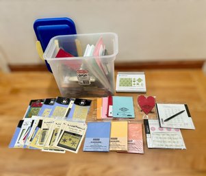 Collection Of Card Making Materials W/ Brass Templates