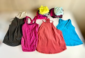 Colorful Assortment Of Womens Athletic Shirts Size Small W/ Lululemon, Athleta, & More - Lot Of 14