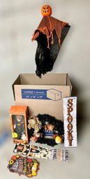 Spooky Assortment Of Halloween Decorations W/ Wreath, Wall Decor, Witch, Shadow Maker, & More