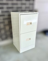 White Metal Filing Cabinet W/ 2 Drawers