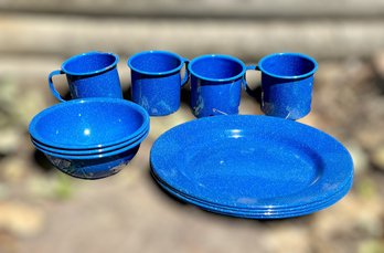 Coleman 11-piece Blue & White Enamelware Dining Set