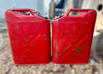 Retro Metal Gas Cans - Lot Of 2