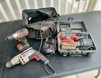 Black And Decker Hand Held Drill, Corded Drill And Sander With Tool Bag