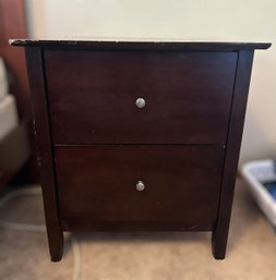 Dark Brown Night Stand W/ Silver Accent Knobs