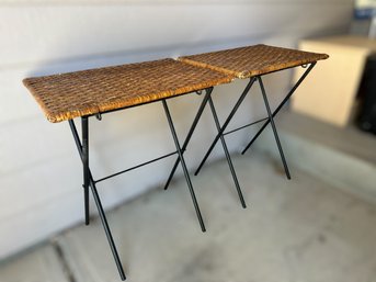 Beautiful Folding Wicker Tables - Set Of 2