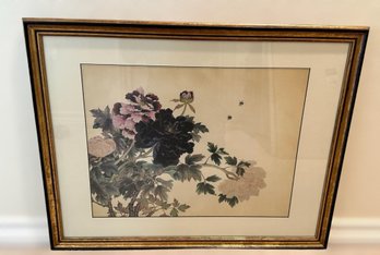 Beautiful Vintage Floral Print In A Custome Frame