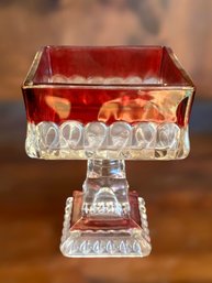 Gorgeous Ruby Red And Crystal Clear  Cut Glass Goblet
