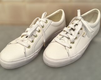 Keds White Jump Kick Sneakers  With Gold Embellishments