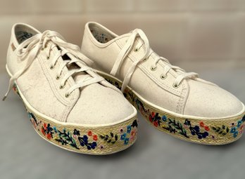 Lovely Keds Rifle Paper CO. Platform Shoes With A Colorful Floral Design