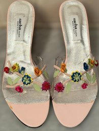 Stunning Sacha London Samder Pink Heels With A  Beautiful  Floral Design