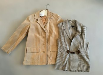 Beautiful Womans Casual Blazer And Knitted Vest, Featuring  Chaps  And AT Denim