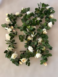 Lovely Lifelike White Rose Garlands - Set Of 2