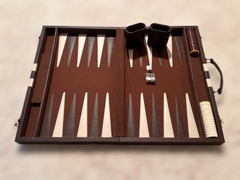 Vintage Brown Backgammon Set In A Case
