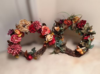 Exquisite Set Of  Warm Colored Floral Wreaths