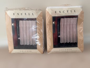 Excell Home Fashions Lace Fabric Shower Curtain And Vinyl Lining - Lot Of 2