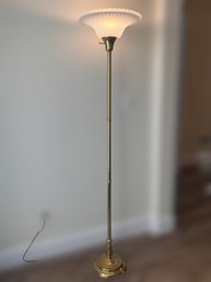 Charming Tall Brass Lamp With Frosted Shade