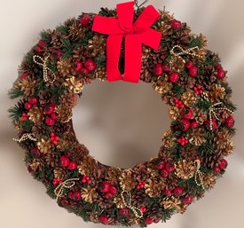 Vibrant Festive Holiday Pinecone Wreath