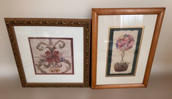 Wonderful Floral Wall Art In Custom Frames - Lot Of 2