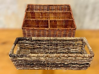 Lovely Farmhouse Style Woven Organization Baskets - Lot Of 2