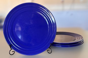 Beautiful Cobolt Blue Dinner Plates - Lot Of 4