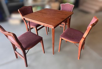 Vintage Dusty Rose Cushioned Dining Set With Foldable Chairs