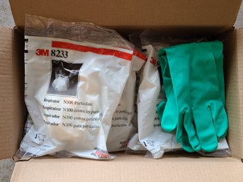 Collection Of N100 Respirator Masks And Gloves