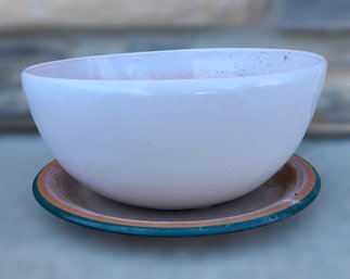 Beautiful Milky White Succulent Bowl And Saucer