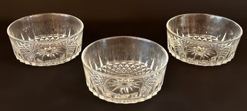 Vintage 1960s Arcoroc France Diamond Cut Glass Serving Bowls