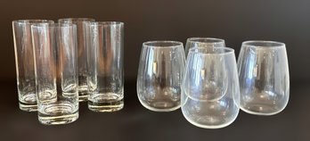 Clear Stemless Wine Glasses And Tall Beverage Glasses