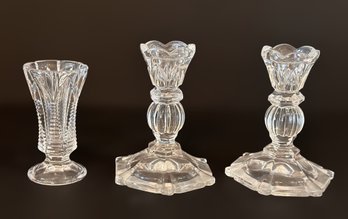 Eye Catching Cut Crystal Candle Holders And Flower Bud Vase